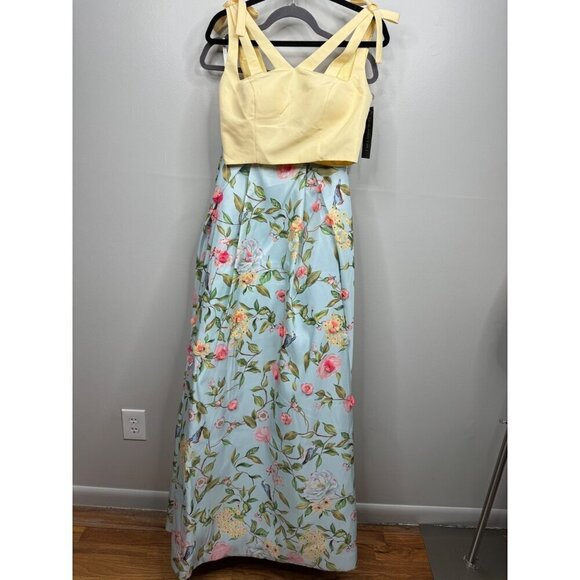 Sherri Hill Yellow and Floral Skirt Set - Picture 3 of 9